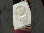 KLB926 Creme Green Elephant Laser Cut Padded Thick Wedding Card (2 Page & Couple Name Acrylic)