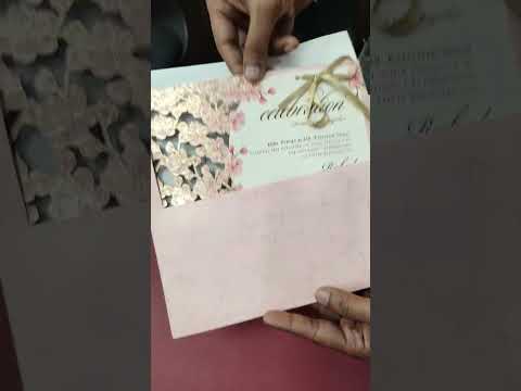 KLB-1018 Pink Floral Couple Name Laser Cut Wedding Card (2 Page)