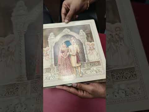 KLB-1210 Creme Brown Bride Groom Royal Arch Laser Cut Semi Box Wedding Card (2 Page)