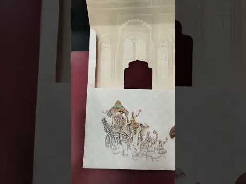 KLB-1352 White Golden Bride Groom Semi Box Wedding Card (2 Page & Couple Name Wooden Plate)
