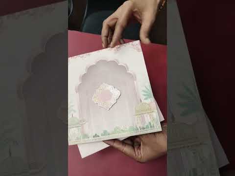 KLB-988 Pink Royal Arch Semi Box Wedding Card (2 Page)