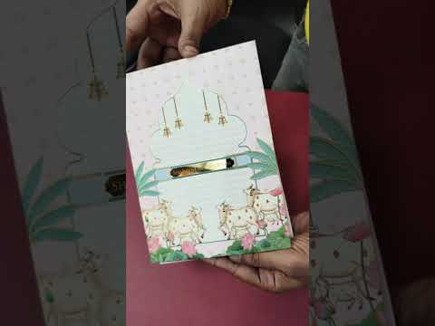 KLB-1021 Peach Pichwai Padded Thick Wedding Card (2 Page & Couple Name Acrylic)