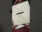 KLB-1159 White Creme Floral Embossed Padded Thick Wedding Card (2 Page & Couple Name Wooden Plate)