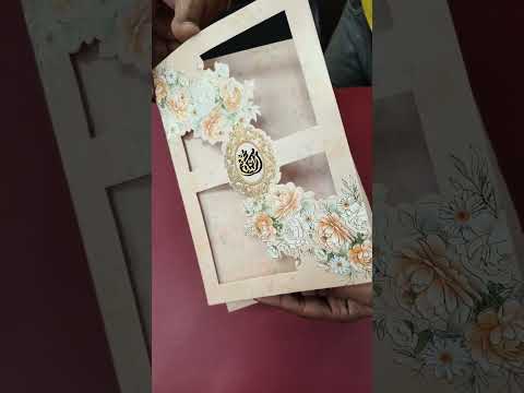KLB-997 Peach Floral Laser Cut 3-Fold Style Wedding Card (2 Page)