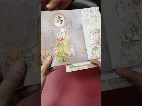 KLB-1305 White Purple Bride Groom Door Style Semi Box Wedding Card (2 Page)