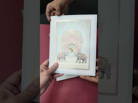 KLB-1144 Blue Elephant Semi Box Wedding Card (2 Page & Couple Initial Acrylic)
