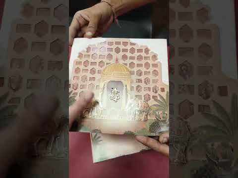 KLB-1443 Creme Brown Elephant Laser Cut Semi Box Wedding Card (2 Page)