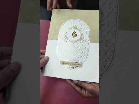 KLB-1182 White Creme Traditional Laser Cut Embossed Semi Box Wedding Card (2 Page)