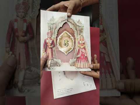 KLB-1450 Creme Bride Groom Laser Cut Door Style Carry Bag Style Semi Box Wedding Card (2 Page)