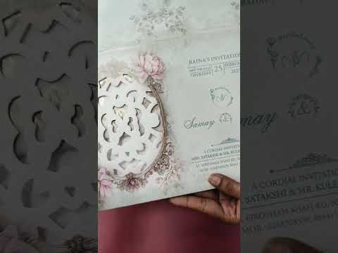 KLB-1368 Green Floral Laser Cut MDF Thick Wedding Card (2 Page & Couple Name Wooden Plate)