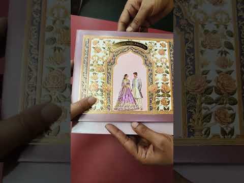 KLB-1112 Purple Bride Groom Embossed Padded Thick Wedding Card (2 Page)