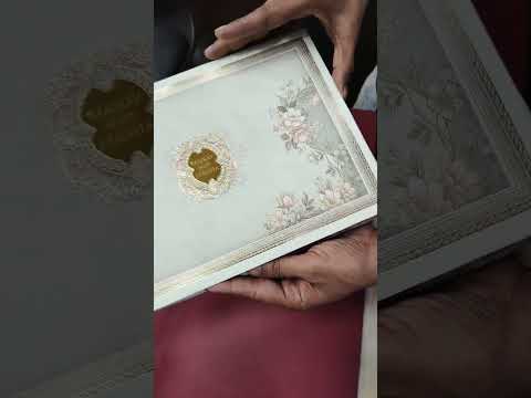 KLB-1090 Green Floral Padded Thick Wedding Card (2 Page & Couple Name Acrylic)