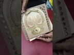 KLB675 Royal Fort Design Brown Color MDF Thick Wedding Card (2 Page & 1 Couple Name Acrylic)