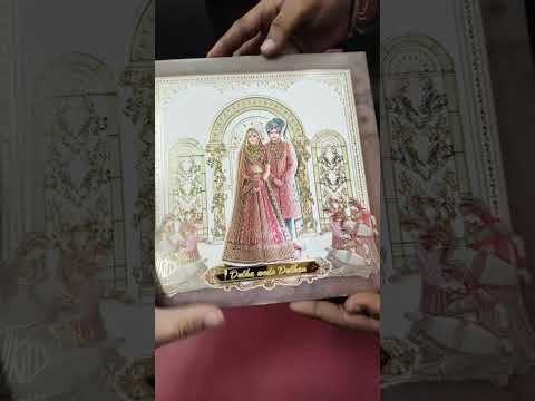 KLB-1290 Creme Brown Bride Groom Laser Cut Padded Thick Wedding Card (2 Page & Couple Name Acrylic)