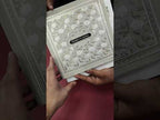 KLB-1235 White Creme Floral Embossed Semi Box Wedding Card (2 Page & Couple Name Wooden Plate)