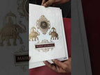 KLB-1078 White Elephant Embossed Semi Box Wedding Card (2 Page & Couple Name Wooden Plate)