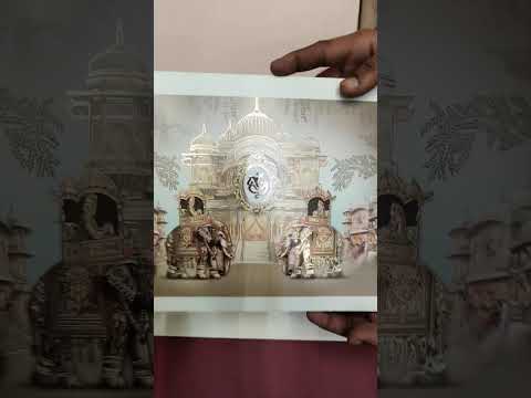 KLB-1521 White Brown Elephant Semi Box Wedding Card (2 Page)