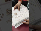 KLB879 Elephant Design Creme Blue Color Premium 3D Gold Foil Semi Box Wedding Card (2 Page & Couple Name Wooden Plate)