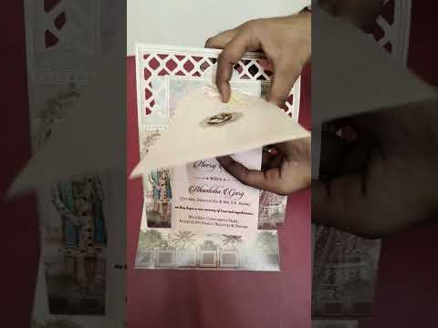 KLB-1490 Creme Bride Groom Laser Cut Semi Box Wedding Card (2 Page)
