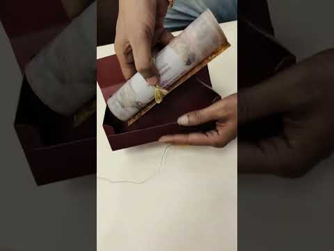 KLS349 Dulha Dulhan Design Maroon Color Translucent Scroll Wedding Card