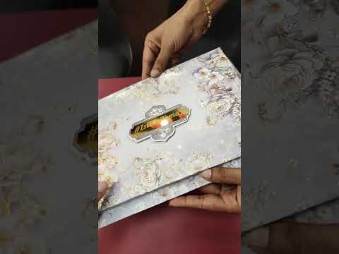 KLB-1393 Grey Floral Padded Thick Wedding Card (2 Page & Couple Name Acrylic)
