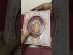 KLB-1497 Maroon Pink Ganesh Ji Laser Cut Semi Box Wedding Card (2 Page)