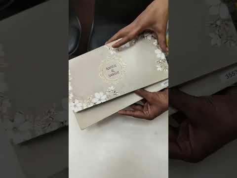 KLB777 Floral Design Creme Color Embossed Semi Box Wedding Card (2 Page)