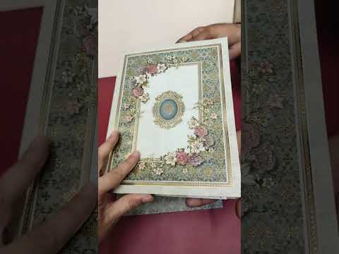 KLB-1508 White Green Floral Semi Box Wedding Card (2 Page)
