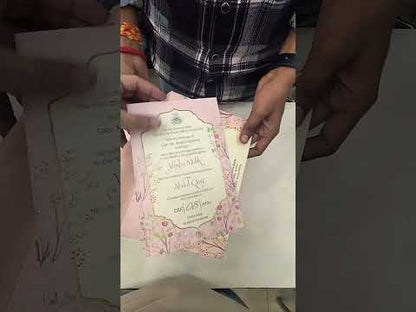 KL2213 Royal Floral Design Luxury Wedding Invitation Card with 2 Printed Cards and Matching Envelope