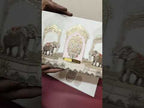 KLB-1487 Creme Pink Royal Arch Elephant 3D Gold Foil Padded Thick Wedding Card (2 Page & Couple Name Acrylic)