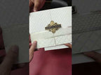 KLB-1315 White Traditional Door Style Embossed Semi Box Wedding Card (2 Page & Couple Name Wooden Plate)
