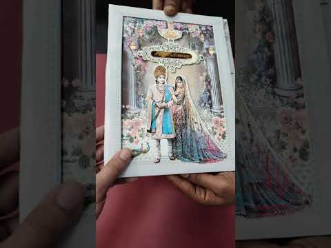 KLB-1389 Grey Bride Groom Laser Cut Padded Thick Wedding Card (2 Page & Couple Name Acrylic)