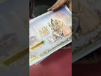 KLB947 Blue Shiv Parvati Padded Thick Wedding Card (2 Page & Couple Name Wooden Plate)