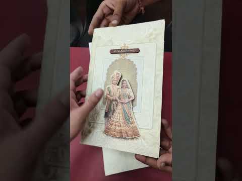 KLB-1406 Creme Bride Groom Laser Cut Semi Box Wedding Card (2 Page & Couple Name Acrylic)