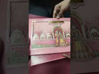 KLB-1396 Pink Bride Groom Laser Cut Padded Thick Wedding Card (2 Page & Couple Name Acrylic)