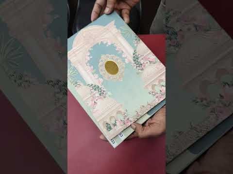 KLB-1050 Blue Royal Arch Padded Thick Wedding Card (2 Page & Couple Name Acrylic)