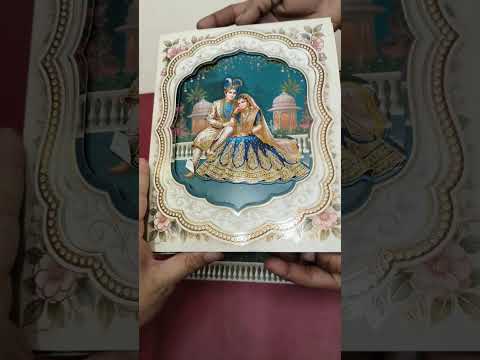 KLB-1496 Creme Royal Blue Bride Groom Laser Cut Semi Box Wedding Card (2 Page)