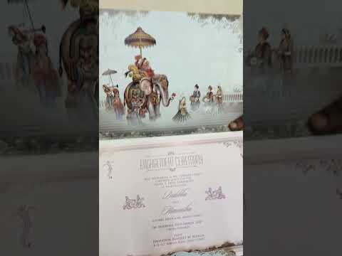 KLB-1545 White Blue Bride Groom 3D Gold Foil Semi Box Wedding Card (2 Page & Couple Name Wooden Plate)