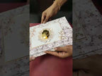 KLB-1399 Creme Brown Floral Padded Thick Wedding Card (2 Page & Couple Name Acrylic)