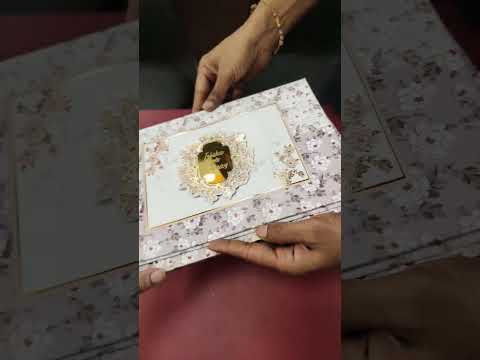 KLB-1399 Creme Brown Floral Padded Thick Wedding Card (2 Page & Couple Name Acrylic)