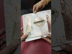 KLB-1332 Grey Bride Groom Door Style Semi Box Wedding Card (2 Page & Couple Name Wooden Plate)