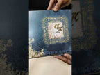 KLB-1133 Blue Floral Laser Cut Padded Thick Wedding Card (2 Page & Couple Name Acrylic)
