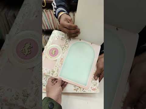 KLB587 Flower Design Paper Wedding Card with 2 Inserts and 1 Transparent Insert