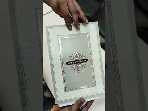 KLB668 Floral Design Green Color Embossed Semi Box Wedding Card (2 Page)