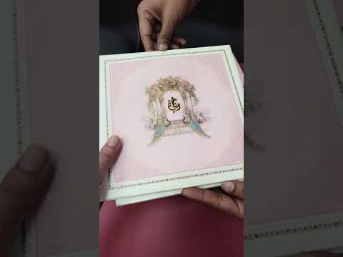KLB-1382 Creme Pink Royal Arch Peacock Padded Thick Wedding Card (2 Page)