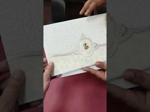 KLB-1318 White Creme Floral Embossed Semi Box Wedding Card (2 Page)