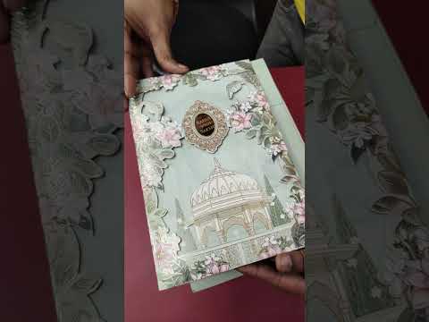 KLB-996 Green Royal Arch Laser Cut 3-Fold Style Wedding Card (2 Page)