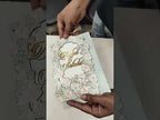 KLB821 Floral Design Blue Color Couple Name Laser Cut MDF Thick Wedding Card (2 Page)