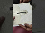 KLB-1353 White Creme Floral Embossed Semi Box Wedding Card (2 Page & Couple Name Wooden Plate)