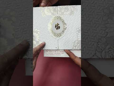 KLB-1273 White Grey Floral Door Style Embossed Padded Thick Wedding Card (2 Page)